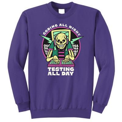 Coding All Night Testing All Day Skeleton Sweatshirt