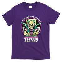 Coding All Night Testing All Day Skeleton T-Shirt