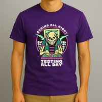 Coding All Night Testing All Day Skeleton T-Shirt