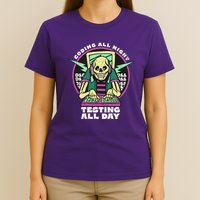 Coding All Night Testing All Day Skeleton T-Shirt