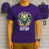 Coding All Night Testing All Day Skeleton T-Shirt