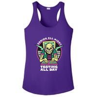 Coding All Night Testing All Day Skeleton Ladies PosiCharge Competitor Racerback Tank