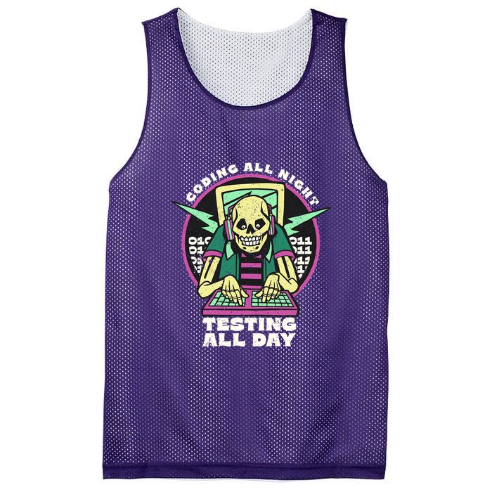 Coding All Night Testing All Day Skeleton Mesh Reversible Basketball Jersey Tank