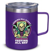 Coding All Night Testing All Day Skeleton 12oz Stainless Steel Coffee Mug
