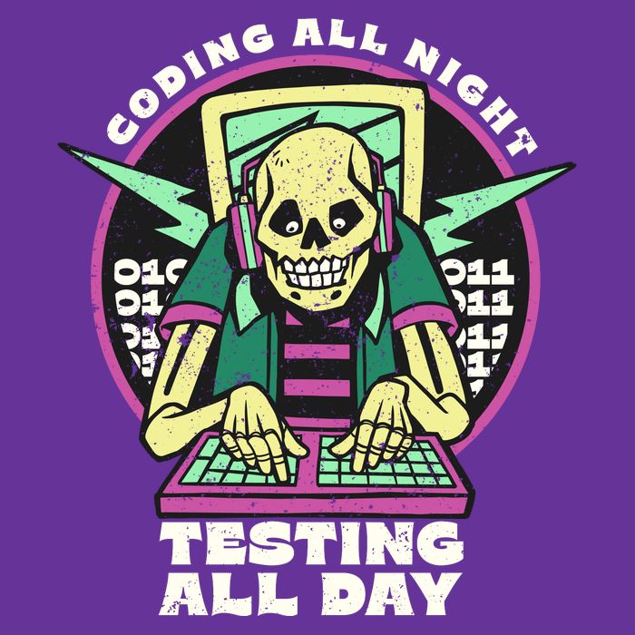 Coding All Night Testing All Day Skeleton Trucker Hat