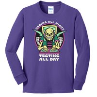 Coding All Night Testing All Day Skeleton Kids Long Sleeve Shirt