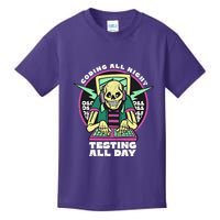 Coding All Night Testing All Day Skeleton Kids T-Shirt