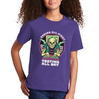 Coding All Night Testing All Day Skeleton Kids T-Shirt
