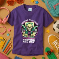 Coding All Night Testing All Day Skeleton Kids T-Shirt