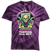 Coding All Night Testing All Day Skeleton Kids Tie-Dye T-Shirt