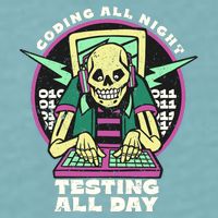 Coding All Night Testing All Day Skeleton Sueded Cloud Jersey T-Shirt