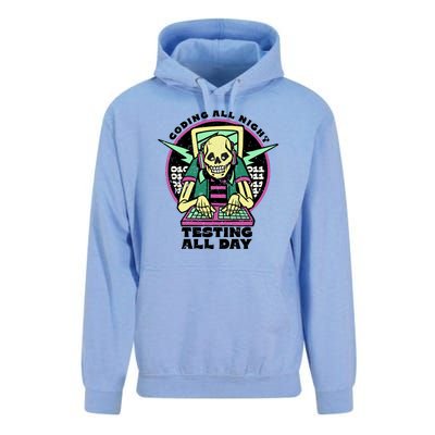 Coding All Night Testing All Day Skeleton Unisex Surf Hoodie