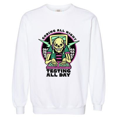 Coding All Night Testing All Day Skeleton Garment-Dyed Sweatshirt