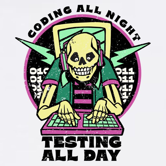 Coding All Night Testing All Day Skeleton Garment-Dyed Sweatshirt