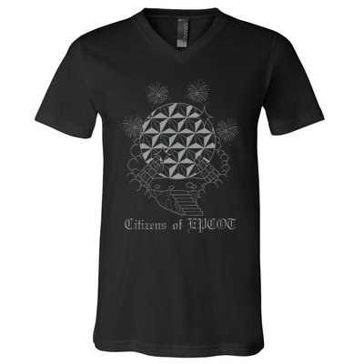 Citizens Of Epcot Silver Spaceship Tattoo V-Neck T-Shirt