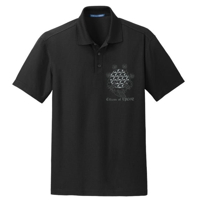 Citizens Of Epcot Silver Spaceship Tattoo Dry Zone Grid Polo