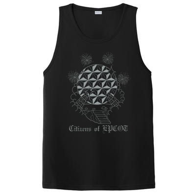 Citizens Of Epcot Silver Spaceship Tattoo PosiCharge Competitor Tank