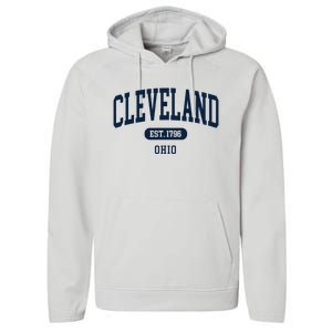 Cleveland Ohio Est 1796 Arched Varsity Text Performance Fleece Hoodie