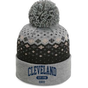 Cleveland Ohio Est 1796 Arched Varsity Text The Baniff Cuffed Pom Beanie