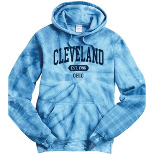 Cleveland Ohio Est 1796 Arched Varsity Text Tie Dye Hoodie