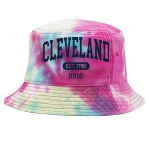 Cleveland Ohio Est 1796 Arched Varsity Text Tie-Dyed Bucket Hat