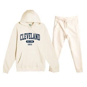 Cleveland Ohio Est 1796 Arched Varsity Text Premium Hooded Sweatsuit Set