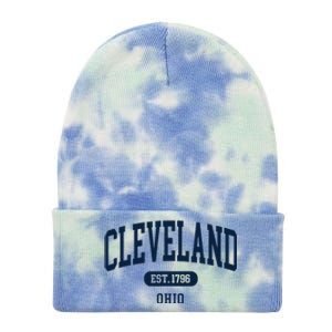 Cleveland Ohio Est 1796 Arched Varsity Text Tie Dye 12in Knit Beanie