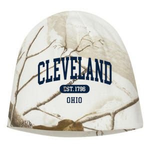 Cleveland Ohio Est 1796 Arched Varsity Text Kati - Camo Knit Beanie