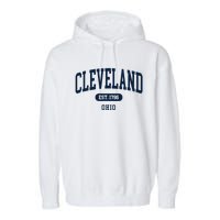 Cleveland Ohio Est 1796 Arched Varsity Text Garment-Dyed Fleece Hoodie