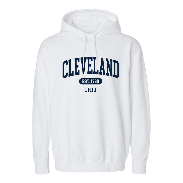 Cleveland Ohio Est 1796 Arched Varsity Text Garment-Dyed Fleece Hoodie