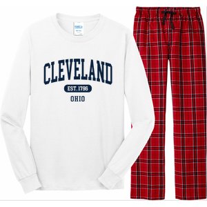 Cleveland Ohio Est 1796 Arched Varsity Text Long Sleeve Pajama Set