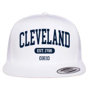 Cleveland Ohio Est 1796 Arched Varsity Text Flat Bill Trucker Hat