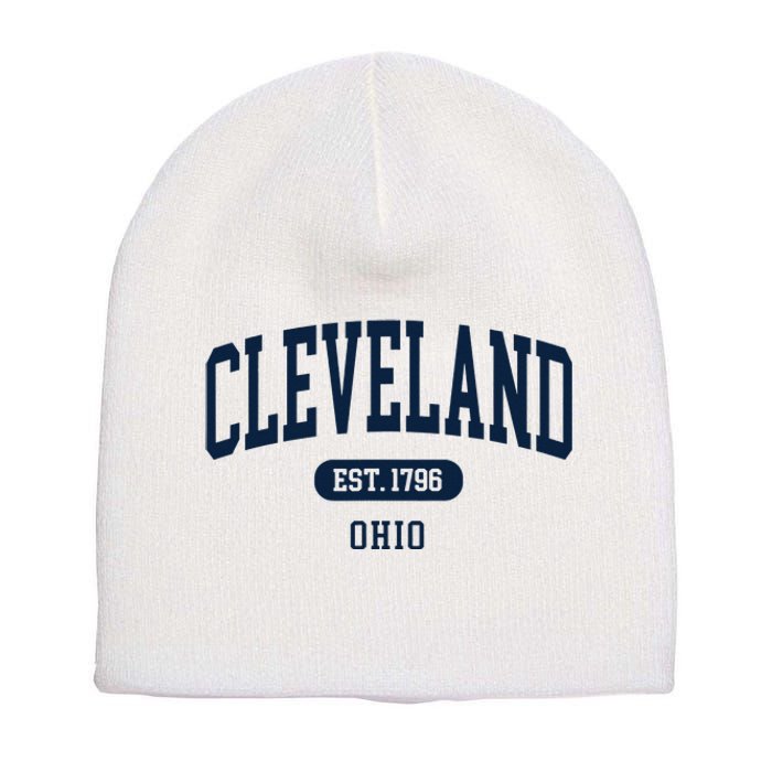 Cleveland Ohio Est 1796 Arched Varsity Text Short Acrylic Beanie