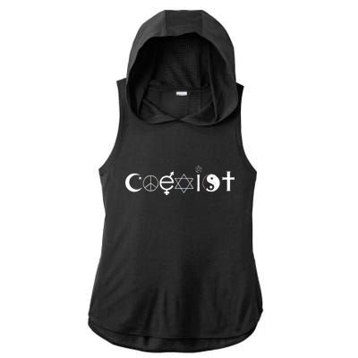 COEXIST Logo Love Peace Good Evil Cool Ladies PosiCharge Tri-Blend Wicking Draft Hoodie Tank