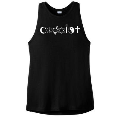 COEXIST Logo Love Peace Good Evil Cool Ladies PosiCharge Tri-Blend Wicking Tank