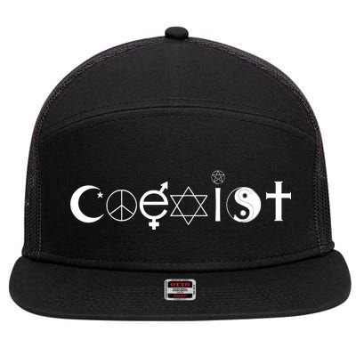 COEXIST Logo Love Peace Good Evil Cool 7 Panel Mesh Trucker Snapback Hat