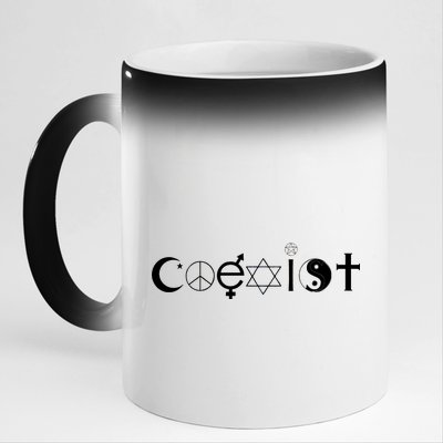 COEXIST Logo Love Peace Good Evil Cool 11oz Black Color Changing Mug