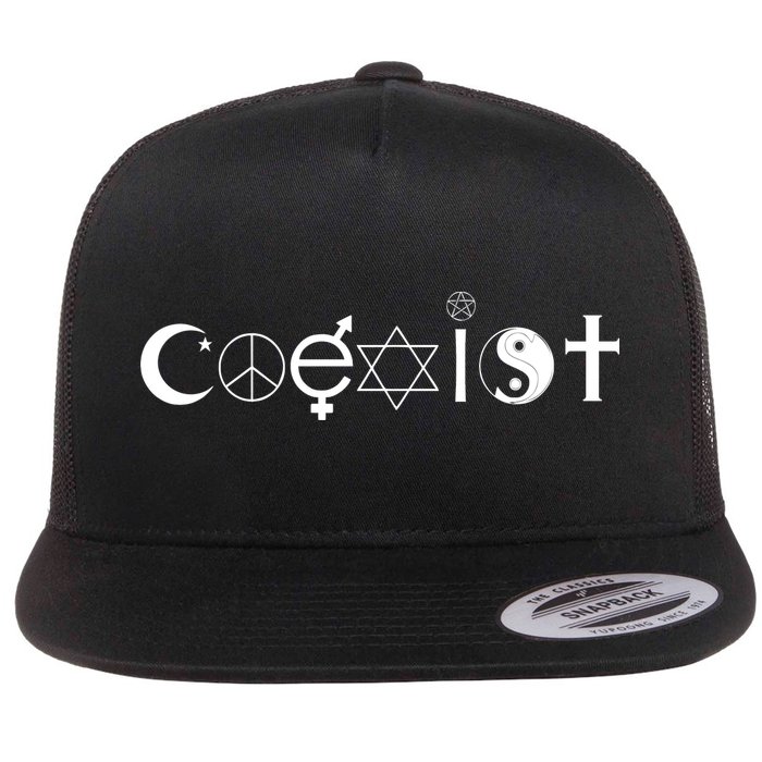 COEXIST Logo Love Peace Good Evil Cool Flatbill Hat