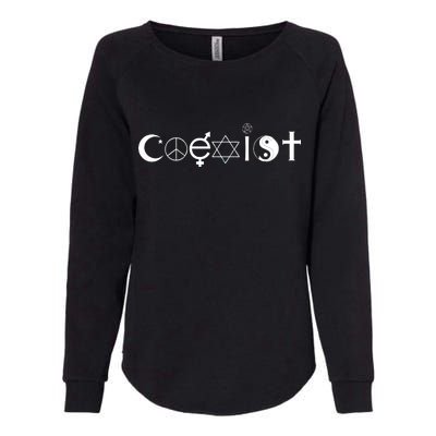 COEXIST Logo Love Peace Good Evil Cool Womens California Wash Sweatshirt