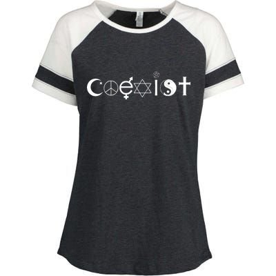 COEXIST Logo Love Peace Good Evil Cool Enza Ladies Jersey Colorblock Tee