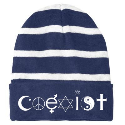 COEXIST Logo Love Peace Good Evil Cool Striped Beanie with Solid Band