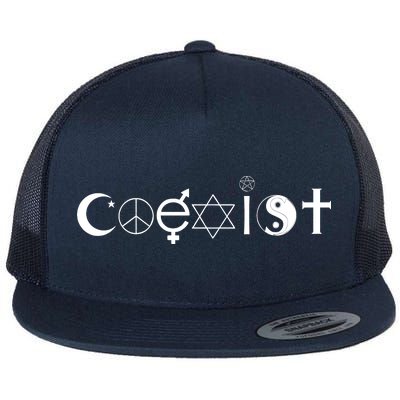 COEXIST Logo Love Peace Good Evil Cool Flat Bill Trucker Hat