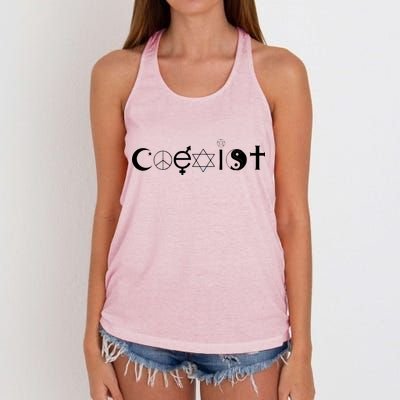 COEXIST Logo Love Peace Good Evil Cool Women's Knotted Racerback Tank