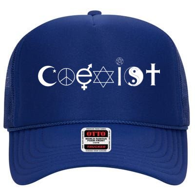 COEXIST Logo Love Peace Good Evil Cool High Crown Mesh Back Trucker Hat