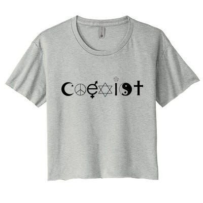 COEXIST Logo Love Peace Good Evil Cool Women's Crop Top Tee