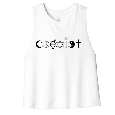 COEXIST Logo Love Peace Good Evil Cool Women's Racerback Cropped Tank