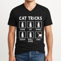 Cat Owner Funny Cat Tricks For Feline Kitten Lover V-Neck T-Shirt