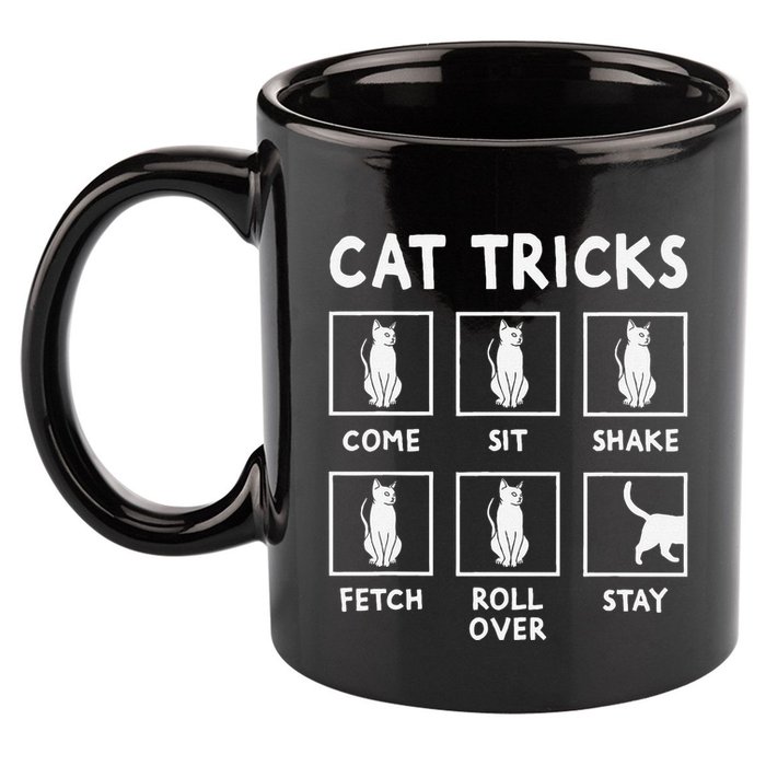 Cat Owner Funny Cat Tricks For Feline Kitten Lover 11oz C Handle Ceramic Mug