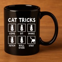 Cat Owner Funny Cat Tricks For Feline Kitten Lover 11oz C Handle Ceramic Mug