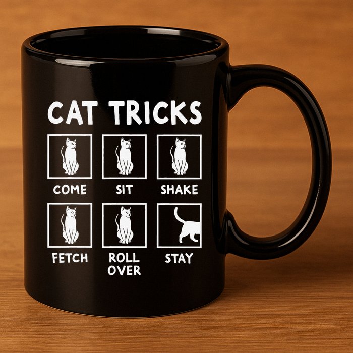 Cat Owner Funny Cat Tricks For Feline Kitten Lover 11oz C Handle Ceramic Mug